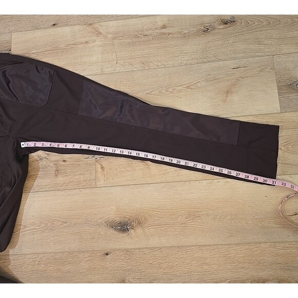 Chocolate Brown Suit Womens 10 Jacket Pants Satin Belted Stretch Ponte Collared - Picture 7 of 12